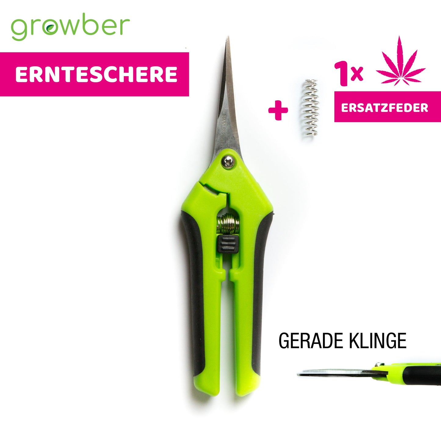 Ernteschere gerade <br>+ Ersatzfeder - Growber